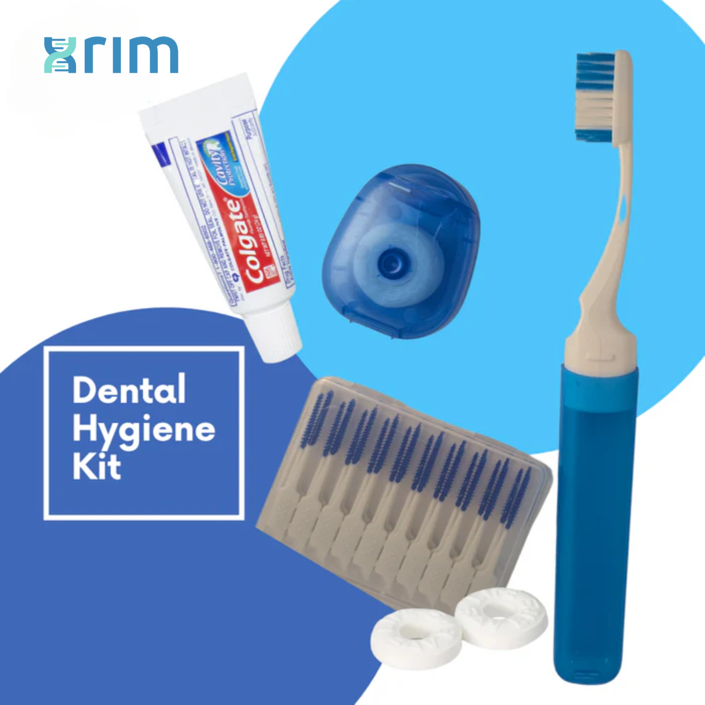 Dental Hygiene Kit, Portable Toothbrush, Toothpaste, Floss, Interdental Picks, Mints