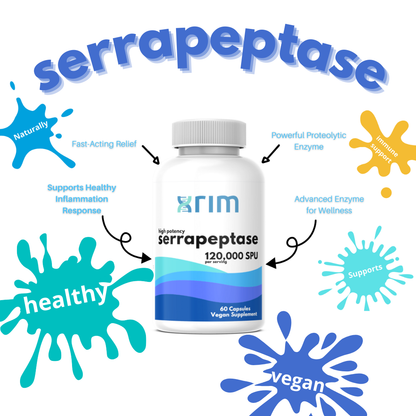 Serrapeptase Enzyme Supplement, 120,000 SPU per serving, 120 Vegan Capsules (2 BOTTLES)