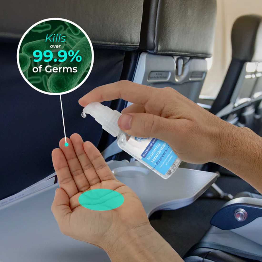 Travel Size Nourishing Hand Sanitizer Gel + Aloe Vera (2 oz) | 3 Pack