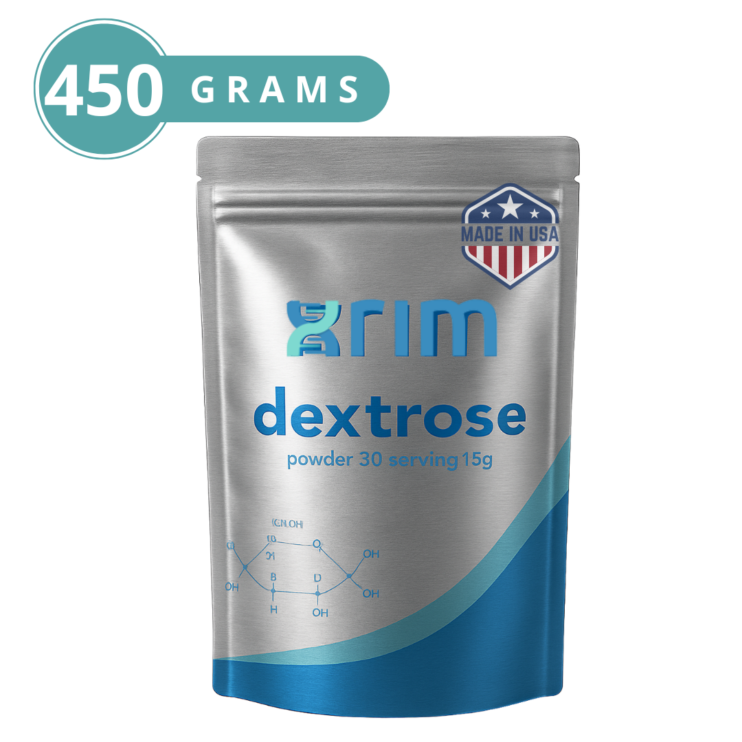 xrim Labs Dextrose Powder – Natural Cherry Flavor – Fast Energy & Recovery Support – 450g Bulk Pouch (30 Servings, 15g Each) – Gluten-Free, Non-GMO, Vegan-Friendly
