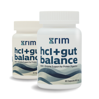 XRIM HCl+ Gut Balance – Betaine HCl with Pepsin | Digestive Enzyme & Stomach Acid Support for Protein Digestion – 180 Capsules (2 BOTTLES)
