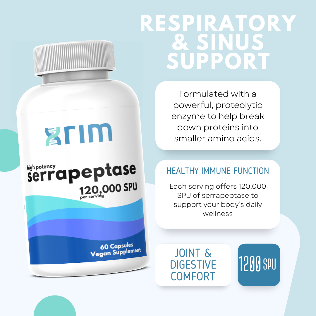 Serrapeptase Enzyme Supplement, 120,000 SPU per serving, 120 Vegan Capsules (2 BOTTLES)