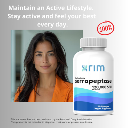 Serrapeptase Enzyme Supplement, 120,000 SPU per serving, 120 Vegan Capsules (2 BOTTLES)