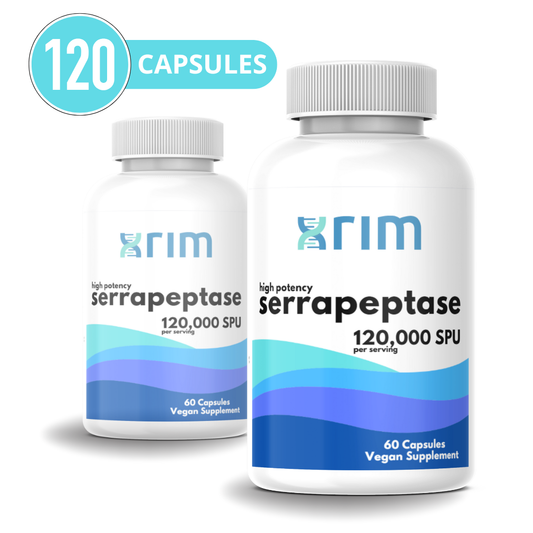 Serrapeptase Enzyme Supplement, 120,000 SPU per serving, 120 Vegan Capsules (2 BOTTLES)