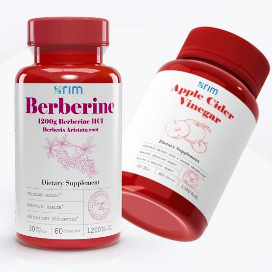 Berberine HCI and Apple Cider Vinegar Capsules Bundle 30-Day Supply for Men & Women