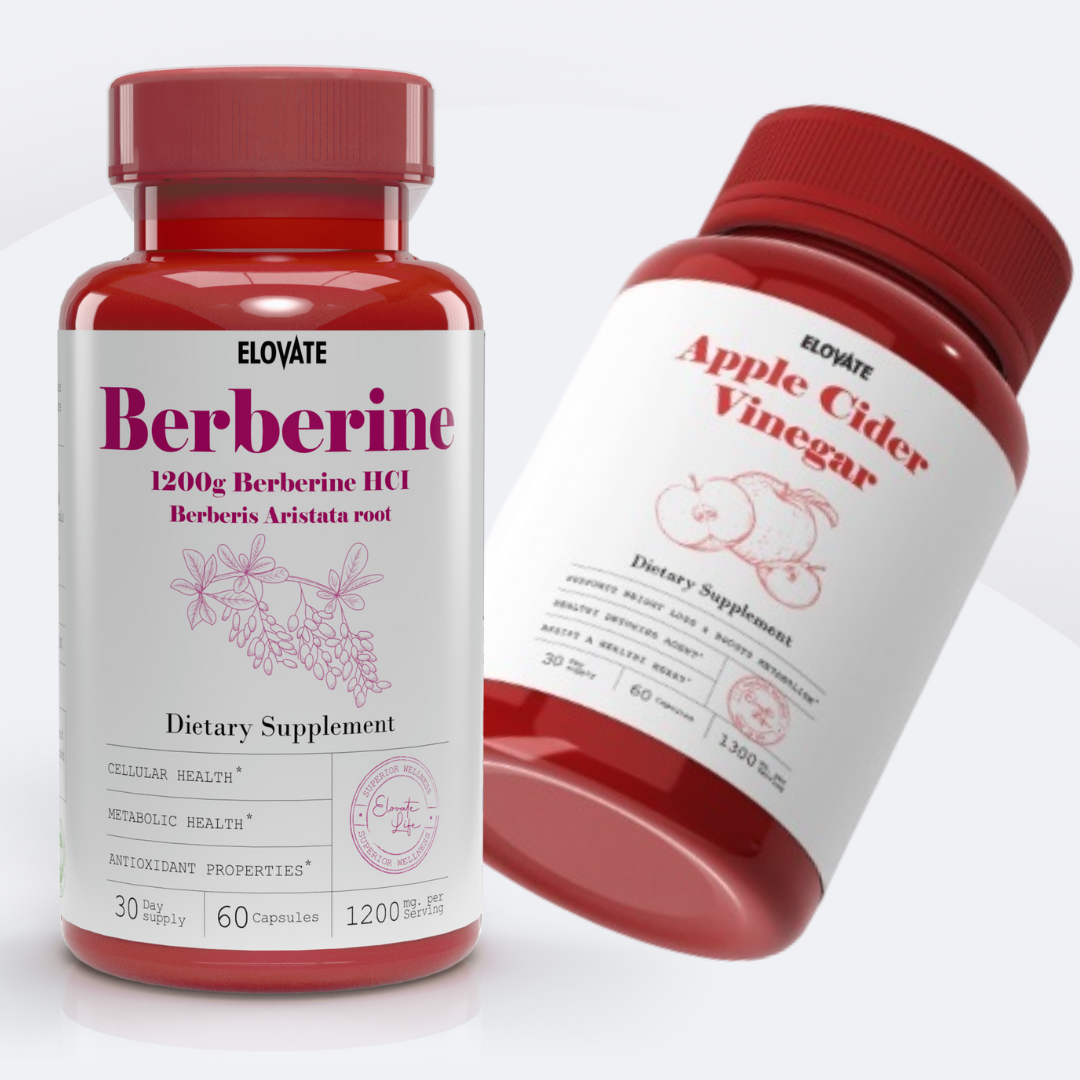 Berberine HCI and Apple Cider Vinegar Capsules Bundle 30-Day Supply for Men & Women