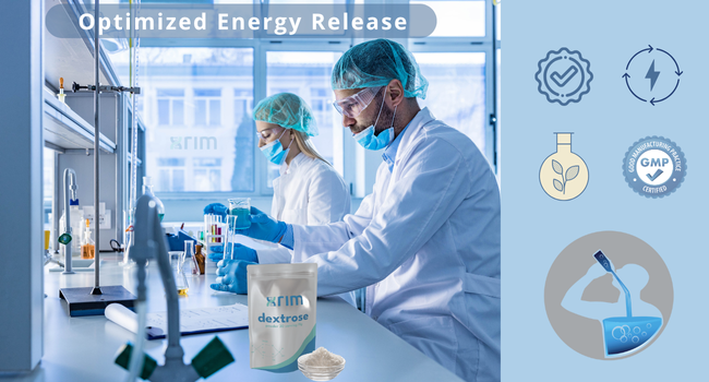 xrim Labs Dextrose Powder – Natural Cherry Flavor – Fast Energy & Recovery Support – 450g Bulk Pouch (30 Servings, 15g Each) – Gluten-Free, Non-GMO, Vegan-Friendly