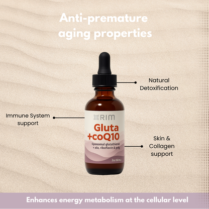 Xrim Labs Gluta + coQ10: Advanced Liposomal Antioxidant Complex - 2 Bottles